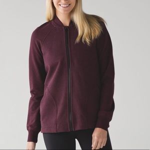 Lululemon Pleat to Street Bomber Zip Up Thick Jacket Heathered Bordeaux Drama 6
